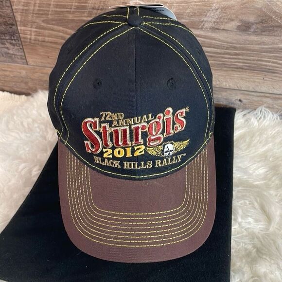 STURGIS Officially Licensed Mens Hat Black 2012 72nd Annual Black Hills Rally OS - Picture 1 of 11